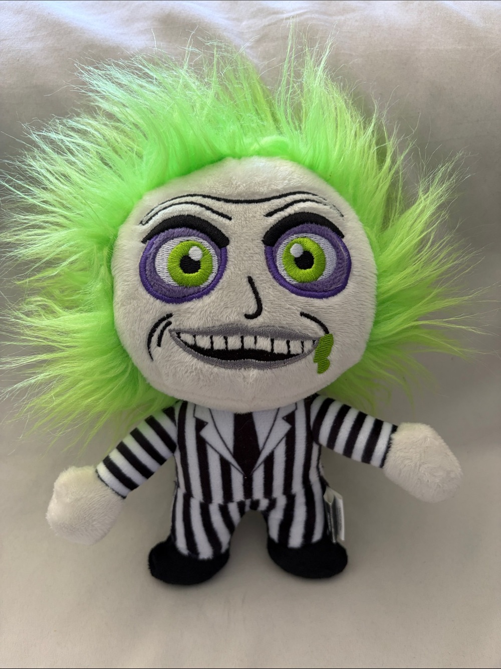 Green Plush Striped Suit Dog Toy - Soft Squeaky Plush for Play